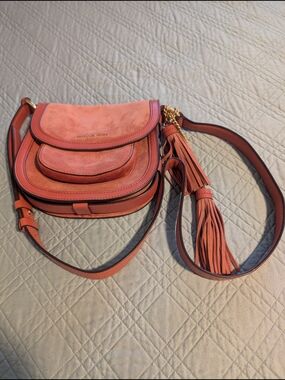 Michael Kors Coral Suede Crossbody with Tassel Trim